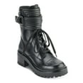 thumbnail image 1 of DKNY Womens Black Lace-Up Buckled Strap Lug Sole Padded Basia Round Toe Block Heel Zip-Up Combat Boots 5 M, 1 of 4