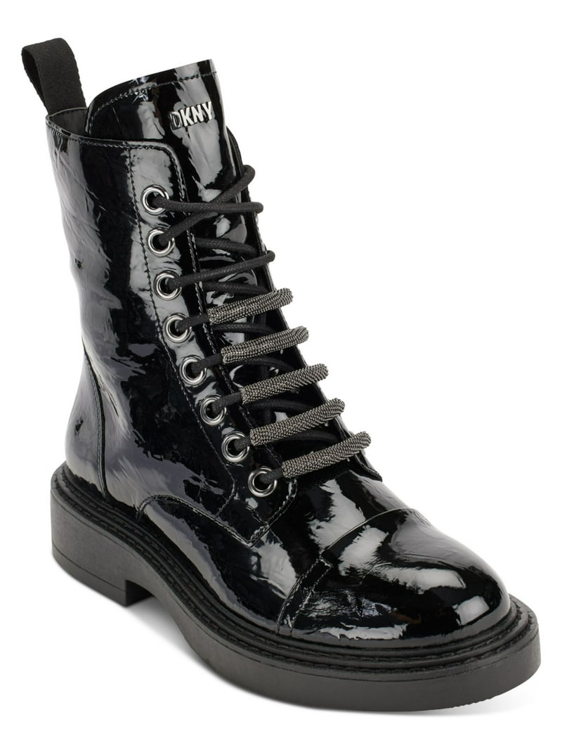 DKNY Womens Black Metallic Malaya Almond Toe Block Heel Lace  display picture 3