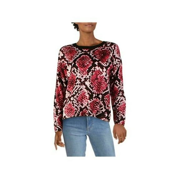 DKNY Womens Black Printed Long Sleeve Button Up Sweater Size: XS