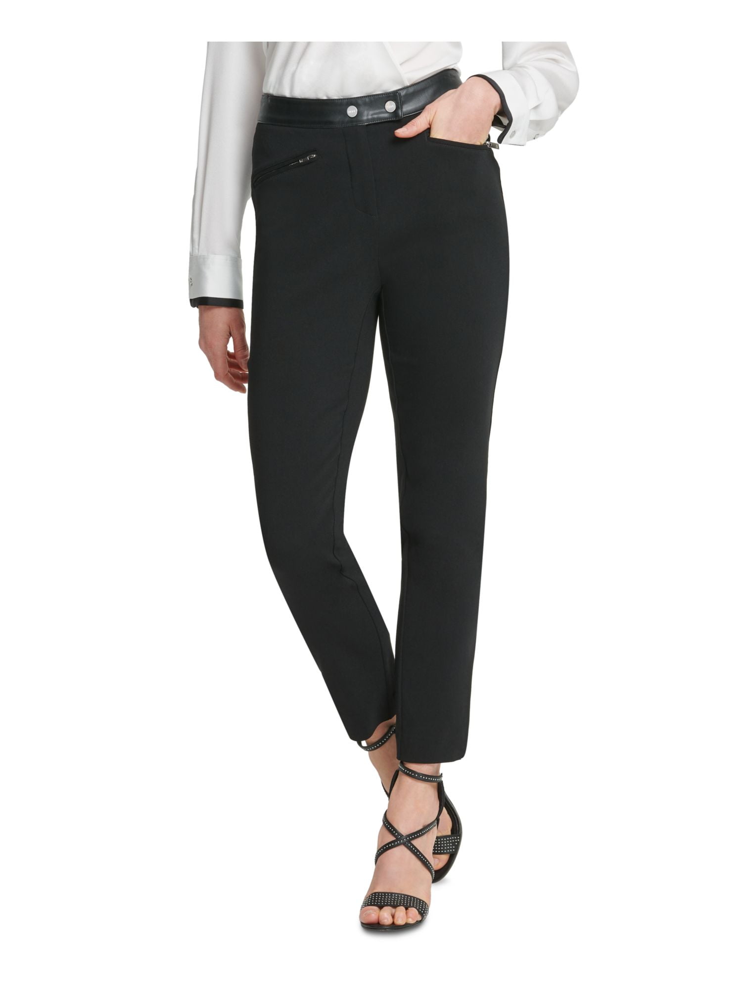 DKNY Womens Black Straight leg Pants Size 16