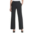 thumbnail image 1 of DKNY Womens Black Stretch Zippered Pocketed Wide Leg Wear To Work High Waist Pants 12, 1 of 3