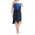 thumbnail image 1 of DKNY Womens Blue Color Block Sleeveless Below The Knee Hi-Lo Dress Size: M, 1 of 2