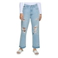 thumbnail image 1 of DKNY Womens Blue Zippered Pocketed Straight Leg Distressed Ankle High Waist Jeans 29\8, 1 of 4