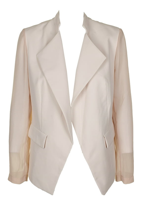 Womens Blush Mixed-Media Draped Illusion-Sleeve Blazer 8