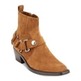 thumbnail image 1 of DKNY Womens Brown Harness Strap Geometric Hardware Stretch Gore Padded Mina Square Toe Block Heel Zip-Up Leather Booties 7 M, 1 of 4