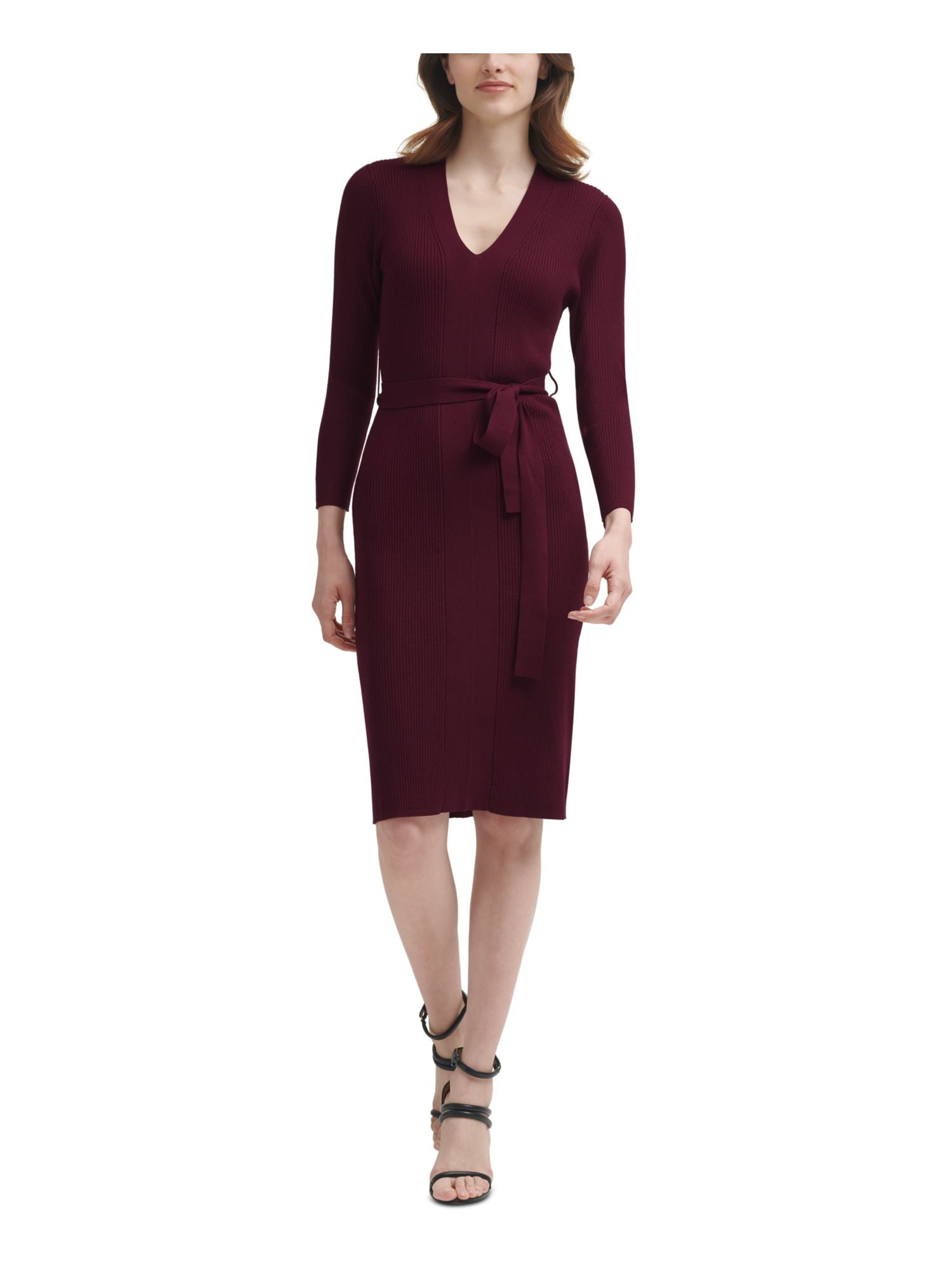 dkny burgundy dress DKNY Burgundy Velvet Midi Dress