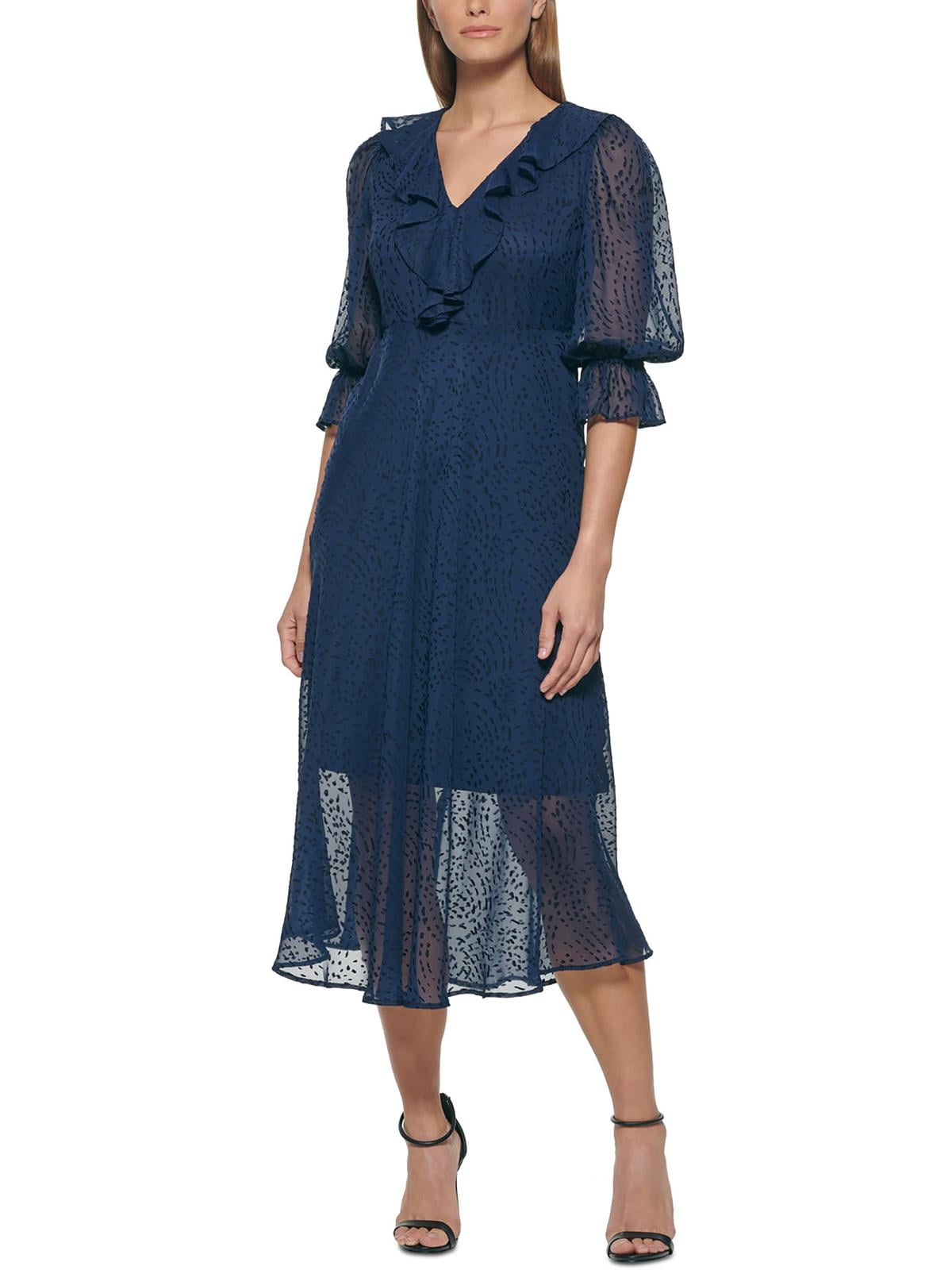 knee length dresses for ladies Sleeveless Denim Midi Dress | Shift Dress main image 0