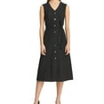 thumbnail image 1 of DKNY Womens Button Front Shirt Dress, Black, X-Small, 1 of 1