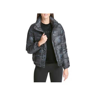 DKNY Women's Camo Chest Pocket Sheer Sportswear Top, Thyme/Parchment Thyme Multi At Women's Clothing Store