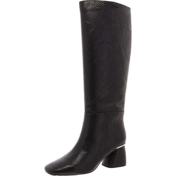 DKNY Womens Cana Snake Print Faux Leather Knee-High Boots