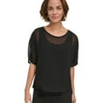 thumbnail image 1 of DKNY Womens Chiffon Basic T-Shirt, Black, X-Large, 1 of 1