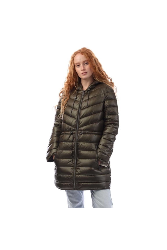 Womens Cinched Waist Puffer Jacket