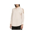 thumbnail image 1 of DKNY Womens Pink Cold Shoulder Long Sleeve Collared Button Up Top  Size: L, 1 of 2