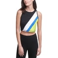 thumbnail image 1 of DKNY Womens Colorblocked Crop Top,Blackelectric Blue,X-Large, 1 of 2