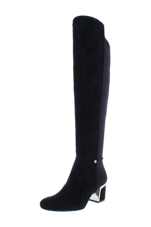 Womens Cora Suede Knee High Riding Boots Black 8.5 Medium (B,M)
