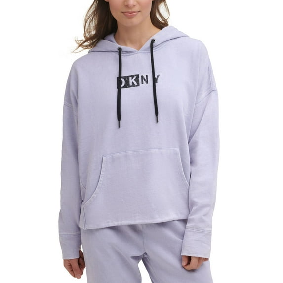 DKNY Womens Cotton Logo Graphic Hoodie;X-Large