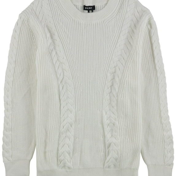 DKNY Womens Cotton Pullover Sweater, White, Large