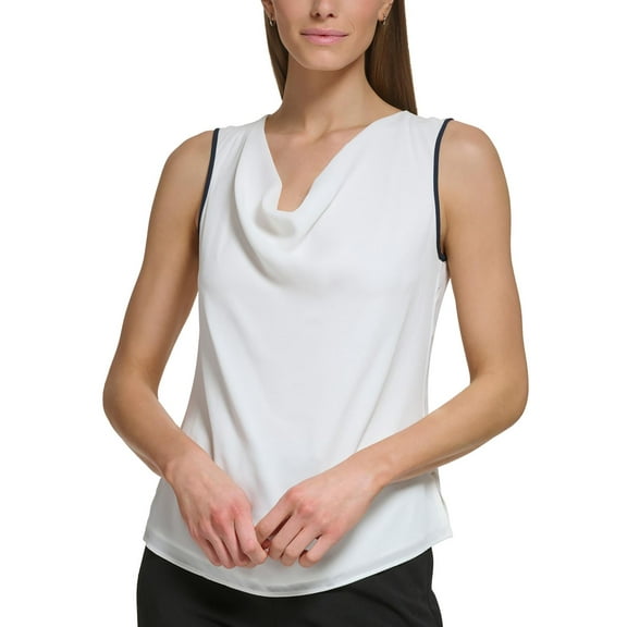 DKNY Womens Cowl neck Sleeveless Blouse