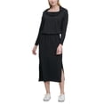 thumbnail image 1 of DKNY Womens Cowlneck Midi Dress, Black, X-Small, 1 of 1