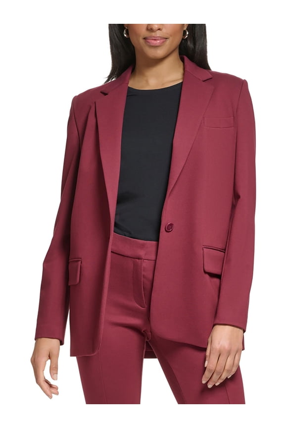 Women's Notched-Collar One-Button Jacket Cabernet 2