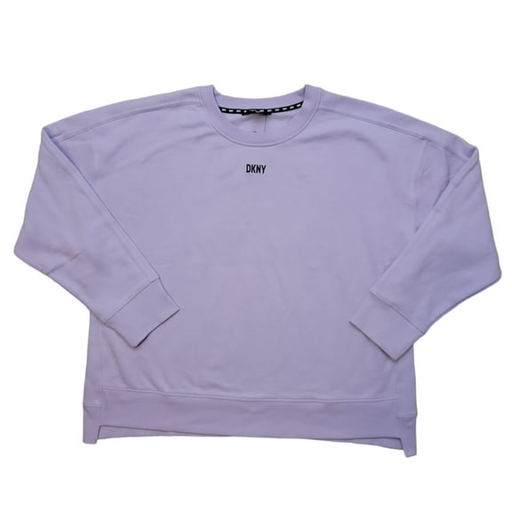 DKNY Women's Soft Long Sleeve Crewneck Comfy Fleece Sweatshirt (Lavender, L)