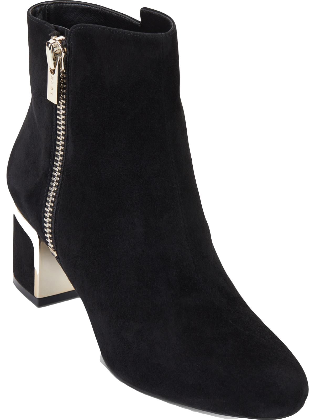 DKNY Womens Crosbi Suede Almond Toe Ankle Boots Black 9 Medium (B,M