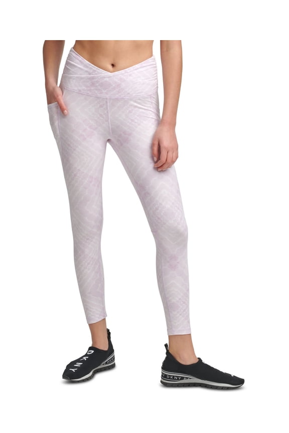 Womens Crossover-Front Tie-Dyed Leggings