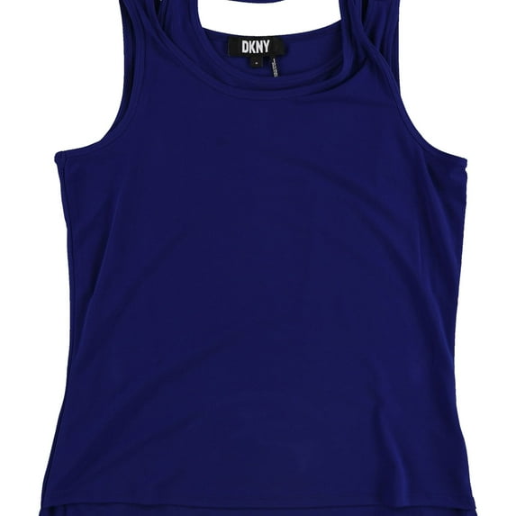 DKNY Womens Double Layer Tank Top, Blue, Medium