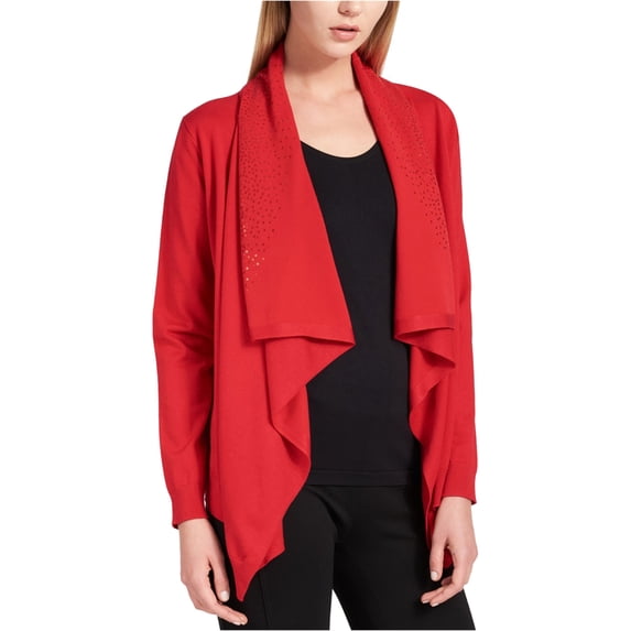 DKNY Womens Embellished Cardigan Sweater, Red, XS/S