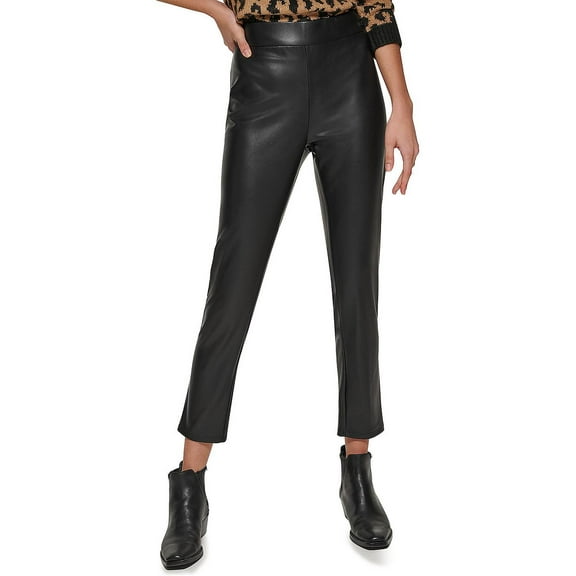 DKNY Womens Faux Leather High Rise Skinny Pants