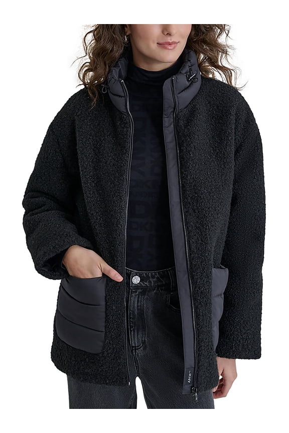 Womens Faux Shearling Pockets Fleece Jacket