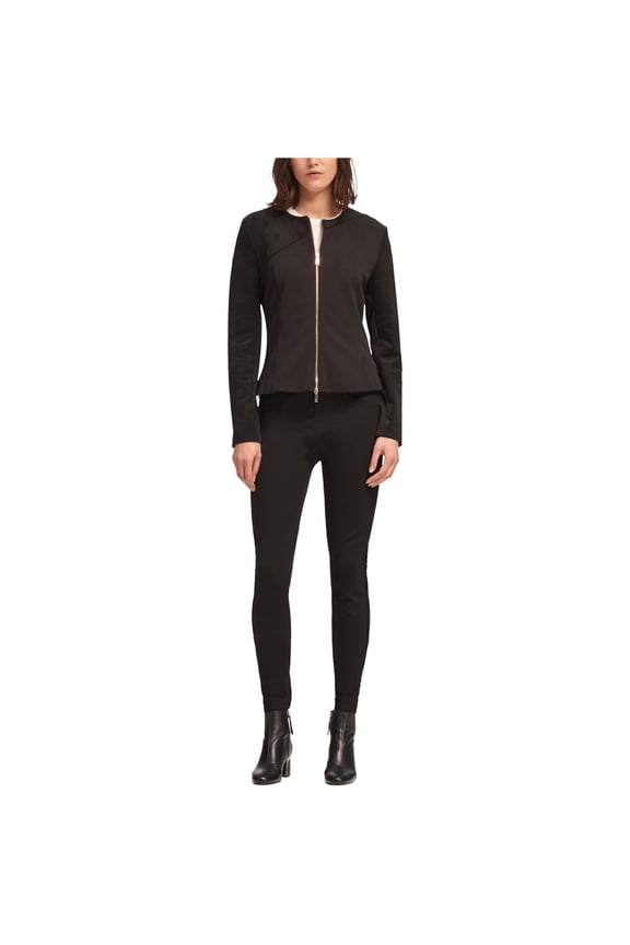 Womens Faux Suede Combo Jacket, Black, Large
