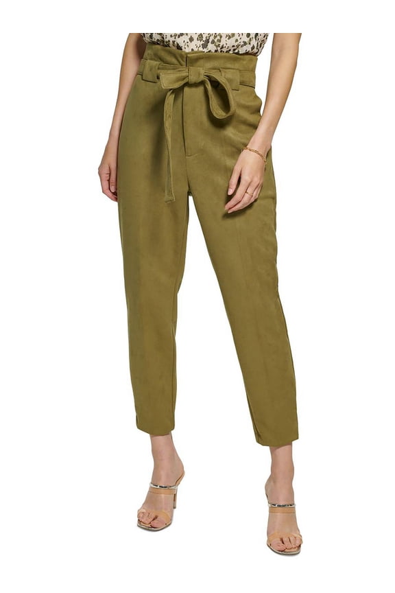 Womens Faux Suede High Rise Paperbag Pants