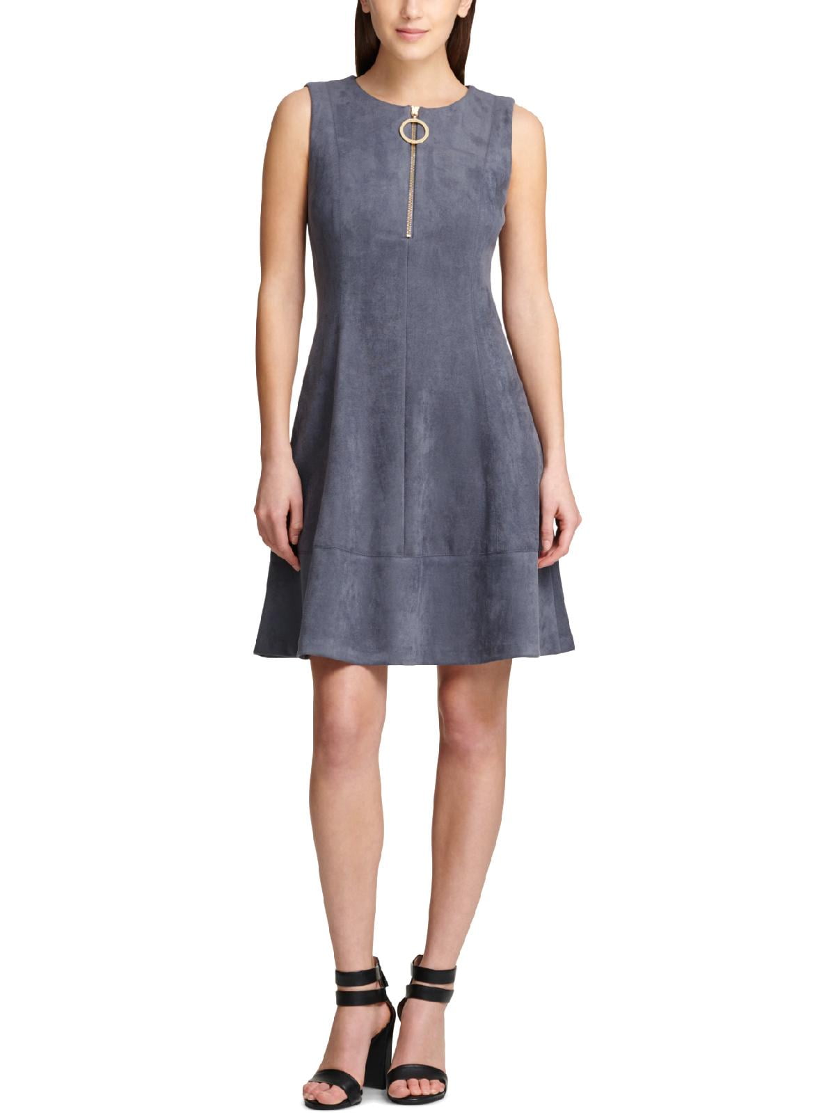calvin klein faux suede a line dress
