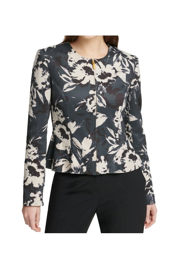 Womens Floral Print Peplum Jacket