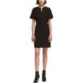 thumbnail image 1 of DKNY Womens Flounce Sleeve Sheath Dress, Black, Small, 1 of 2