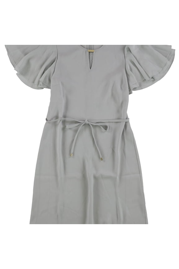 Womens Flounce Sleeve Sheath Dress, Grey, X-Large