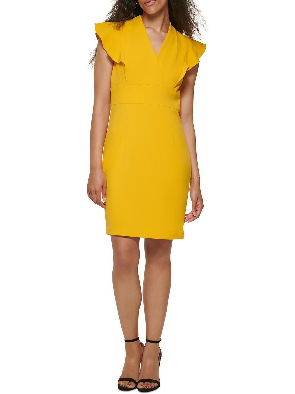 DKNY Womens Flutter Sleeve V-Neck Sheath Dress - Walmart.com