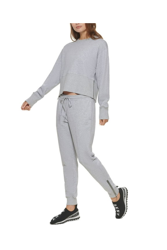 Womens French Terry Cotton Side-Zip Cropped Top