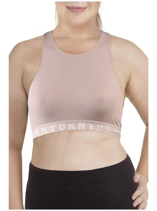 DKNY Women's Seamless Bralette, Bra 2 Pack in Black Nude-Pink Grey