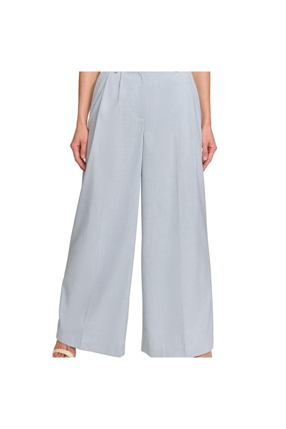 Womens Full Length High Rise Casual Wide Leg Pants, Blue, Petite, 16P