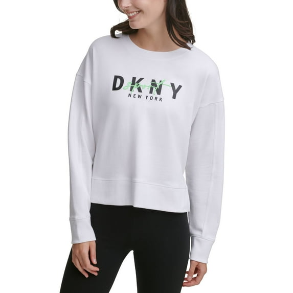 DKNY Womens Graphic Script Pullover Sweatshirt