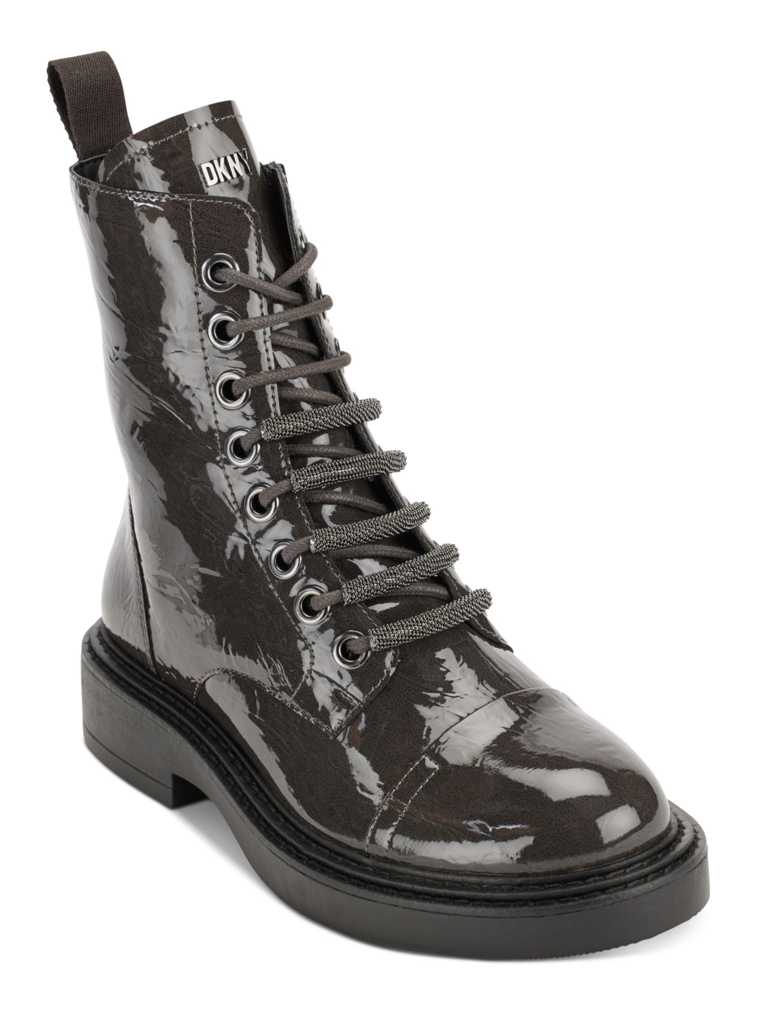 Patent leather combat boots with heel hot sale