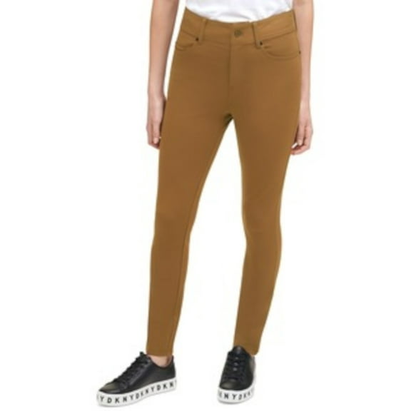 DKNY Womens Green Stretch Pocketed Zippered Mid-rise Skinny Jeans 6