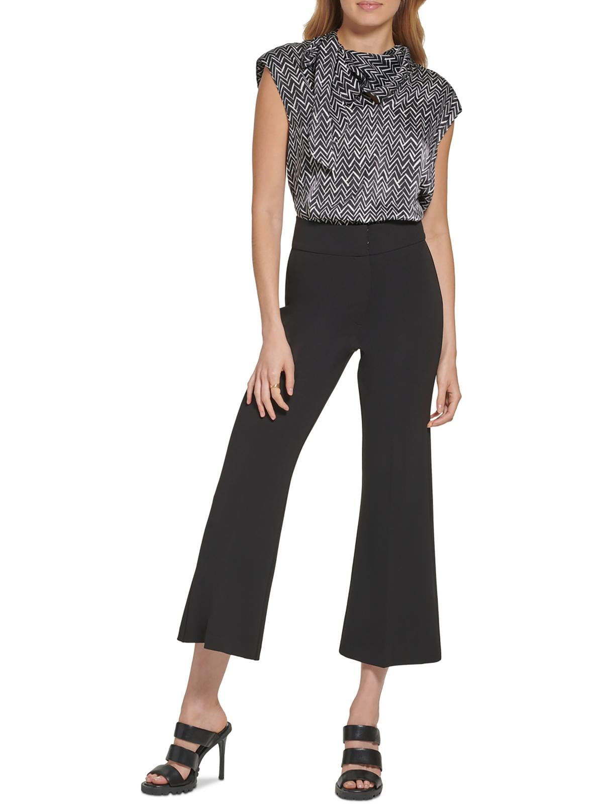 DKNY Women's High Rise Wide Leg Side Zip Pants Brown Size 14 Petite