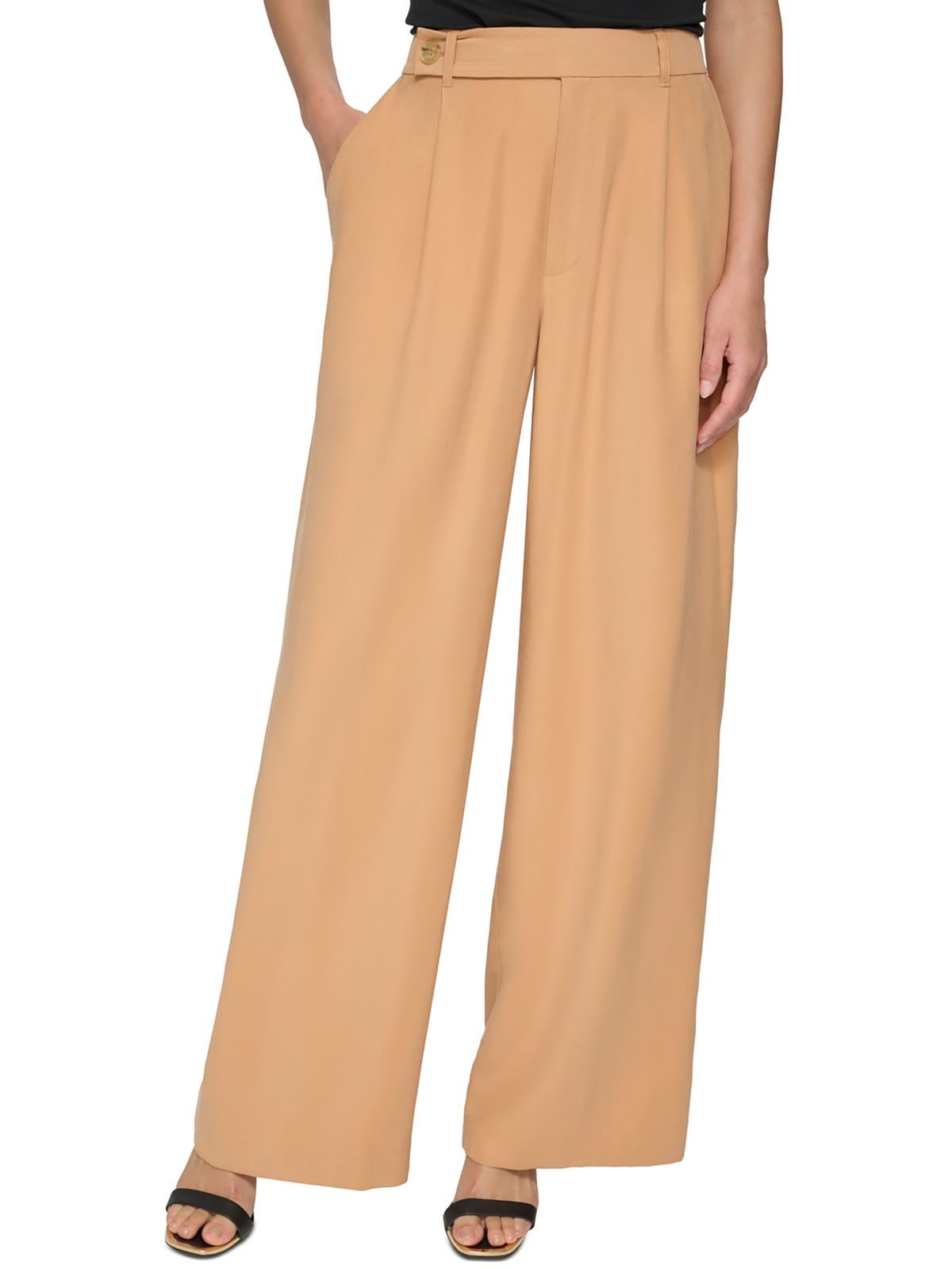 パンツ DKNY Women Pants P9JK0DRBTPE Brown DKNY Womens High Rise Pleated Wide Leg Pants - Walmart.com