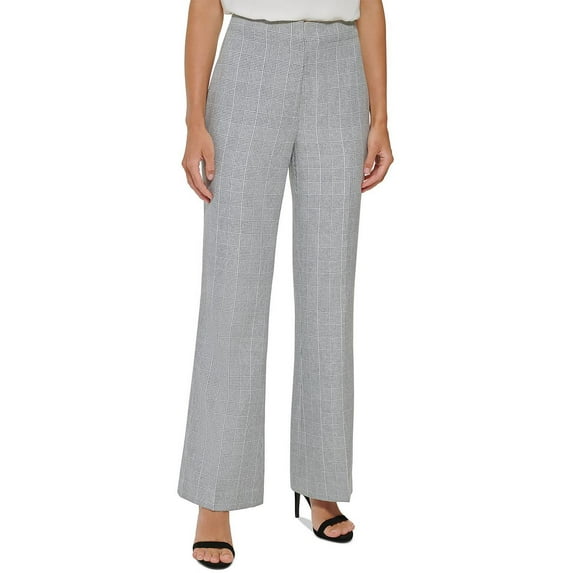 DKNY Womens High Rise Work Wear Wide Leg Pants
