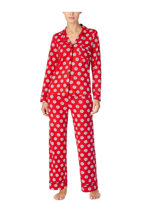 Womens Knit Nightwear Pajama Sets Red M