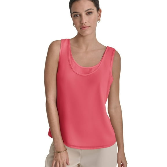 DKNY Womens Layered Look Tank Top, Pink, Medium