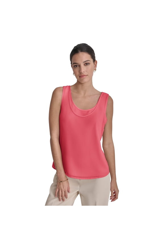 Womens Layered Look Tank Top, Pink, X-Large